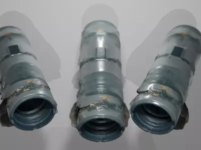 Pipe01 Partially Burned Pipe LowPoly LOD Low-poly 3D model