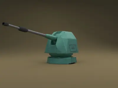 Low Poly Battleship Turret Low-poly 3D model