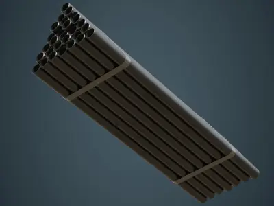 Industrial Pipes 3A Low-poly 3D model