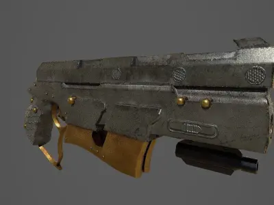 Lowpoly Steam punk PBR game ready Gun Asset  Low-poly 3D model