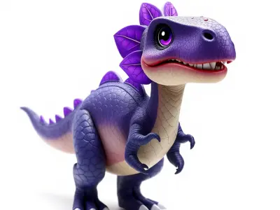 Cartoon Purple Dinosaur Character D Model Pack Low-poly 3D model