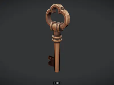antique ornate metal key 3D model