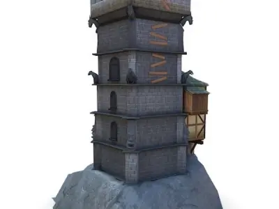 Medieval Building 38 Wizard Tower Low-poly 3D model