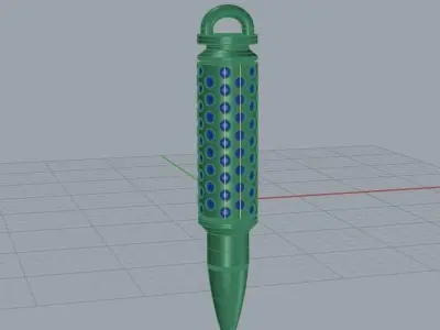 Bullet Round Diamond Pendant Ammunition Necklace 3D print model 3D print model