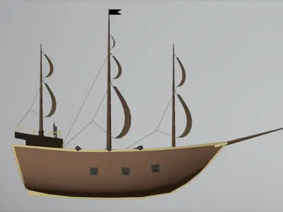 Low Poly Pirate Ship Low-poly 3D model
