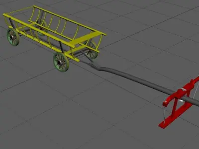 ox cart bullock cart 3D model