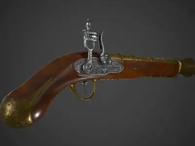 Ancient Shotgun Low-poly 3D model