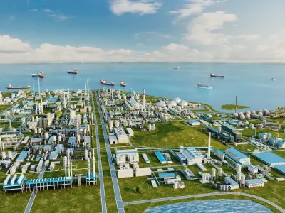 Chemical Plant - Oil Refinery - Industrial Park animation model 3D model