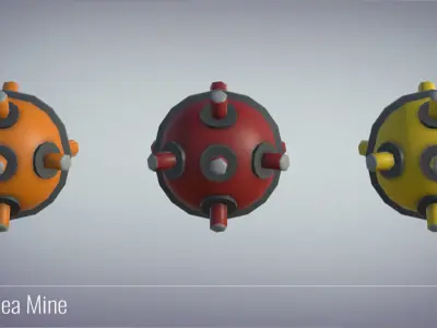 3D Sea Mine - Military Naval Weapons Low-poly 3D model