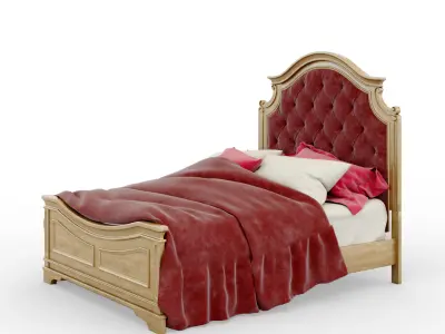 Realyn Chipped Two Tone Queen Upholstered Panel Bed 3D model