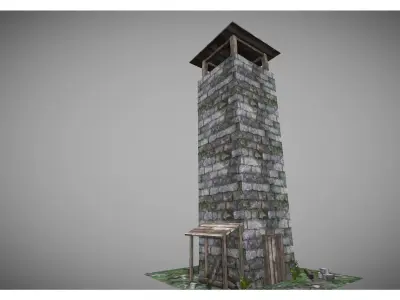 low poly middle ages tower Free low-poly 3D model