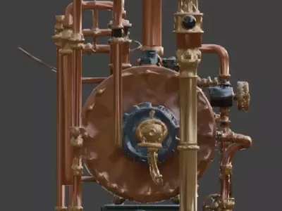 Steampunk Industrial Steam Generator 3D Model Low-poly 3D model