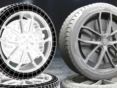 porsche car tyre 3D model