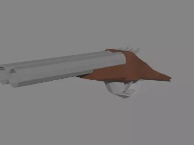Low Poly 2 barrel trunk shotgun terminator Free 3D model