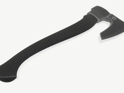 stylized war axe with wooden handle 3D model