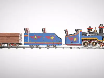 Mini Steam Locomotive Low-poly 3D model