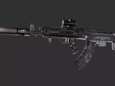 Game-Ready Tactical Assault Rifle I 14K Quads I 2K PBR Low-poly 3D model