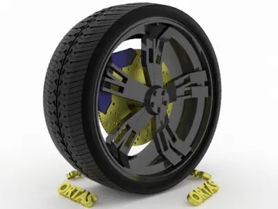 ORTAS CAR WHEEL RIM 120 GAME READY WHEEL RIM TIRE 3D model