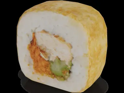 Sushi Fried salmon masago caviar eel teriyaki sauce Low-poly 3D model