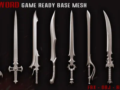 50 Sword Game Ready Base Mesh - Vol02 Low-poly 3D model