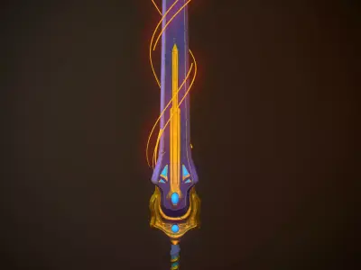 Fantasy sword Low-poly 3D model 18