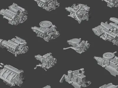 HIGH POLY 3D CAR ENGINE PACK  3D model
