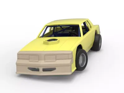 Vintage Dirt late model race car while turning Scale 1 to 25 3D print model