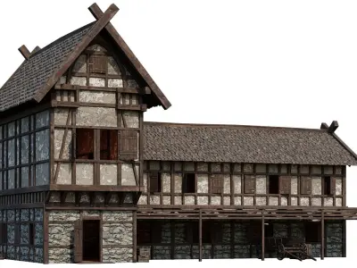 Old Medieval Building House 4K Textures GameReady 68 Low-poly 3D model