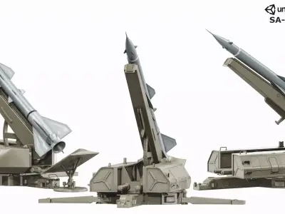 SA-2 Guideline Missile Low-poly 3D model