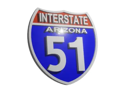 Sign Highway Arizona Interstate 51 3D model