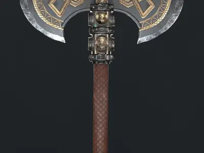 Dwarf battle axe Low-poly 3D model