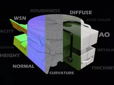 Tritium Lensatic Compass Low-poly 3D model
