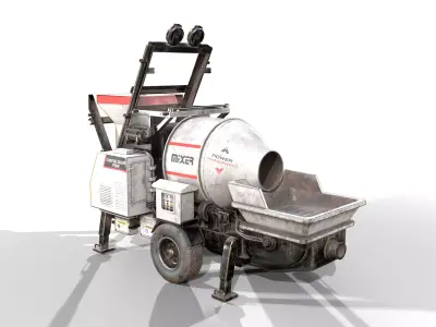 Concrete Mixer Pump Machine Low-poly 3D model