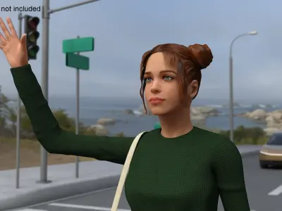 Female Waving Tesla Cybercab Robotaxi 