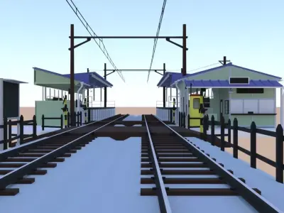 A Train stop created with 3ds Low-poly 3D model