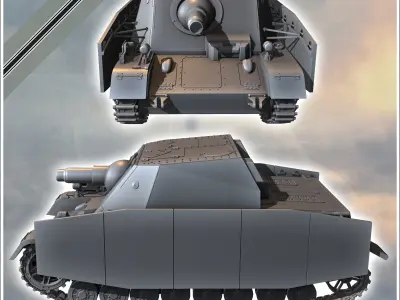 Sturmpanzer IV Stupa Brummbar infantry support gun - miniature 3D print model