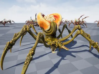 Bug 1 spider with head Low-poly 3D model