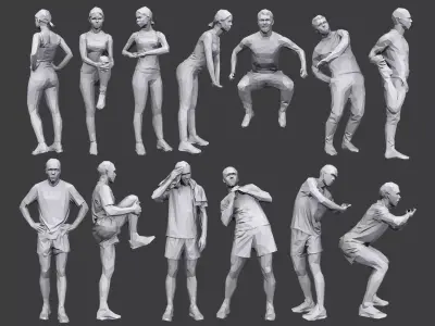 Lowpoly People Fitness Pack Low-poly 3D model