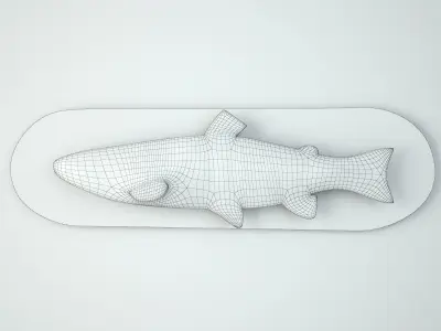 Antique Painted Carved Wood Fish Wall Sculpture 3 3D model