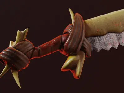 Bone Sword PBR Game-Ready Low-poly 3D model Low-poly 3D model