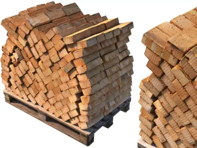 Pallet with red bricks 3D model