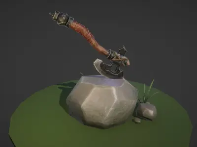 Stylized Medieval Axe Low-poly 3D model