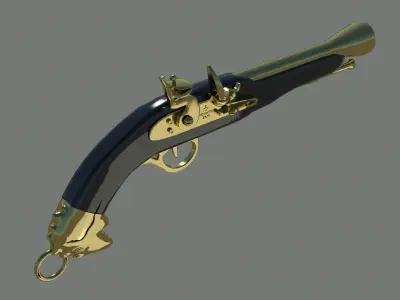 Flintlock gun Low-poly 3D model