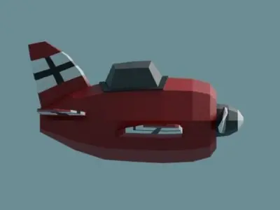 Lowpoly Airplane flying in sky Low-poly 3D model