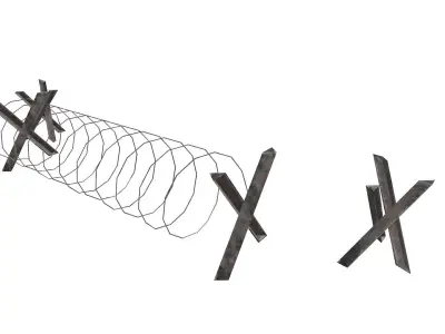 Barbed Wire Barricade  Low-poly 3D model