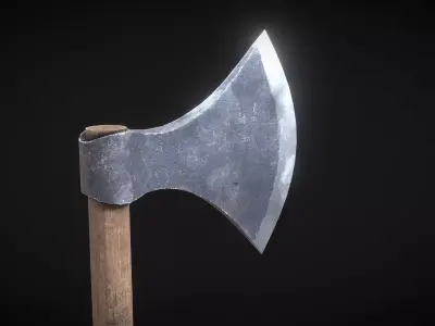 Danish Medieval Viking Two Handed Axe Low-poly 3D model