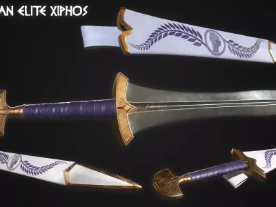 Athenian Elite Xiphos Sword Low Poly Game Ready Model Low-poly 3D model