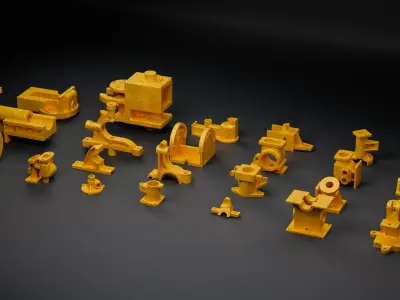 Building Blocks Kit Casted Parts Hard Surface GOLD V10 Low-poly 3D model