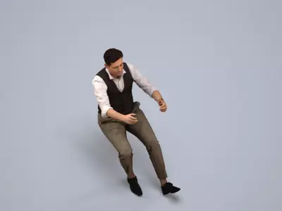 00143Connor010 - Adult Caucasian man driving car in casual 3D model