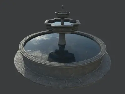 Old Gothic Style Garden Fountain Low-poly 3D model